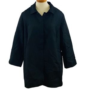 Womens Chicos Size 2 US 12/14 Pleat Back‎ Jacket Black Polyester 3/4 Sleeve